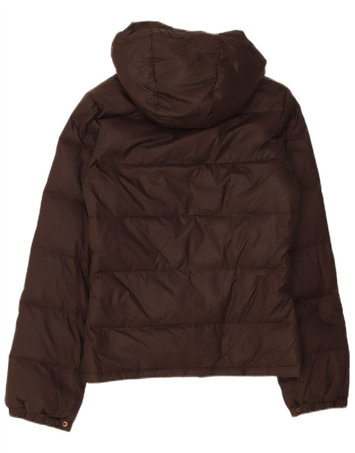 Benetton Wattierte Damenjacke mit Kapuze IT 40 Small Braunes Polyamid