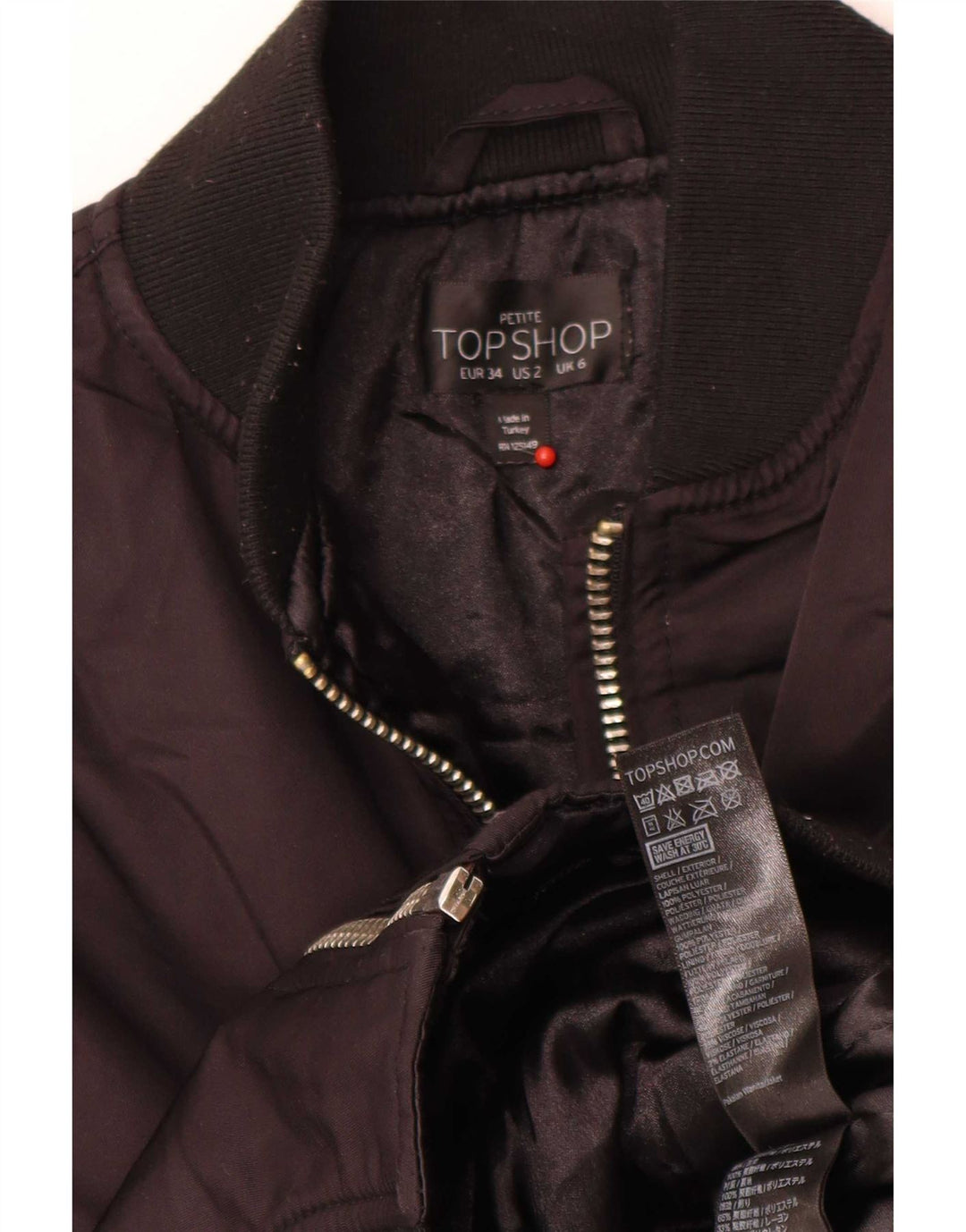 Topshop Damen Übergroße Bomberjacke UK 6 XS Schwarz Polyester