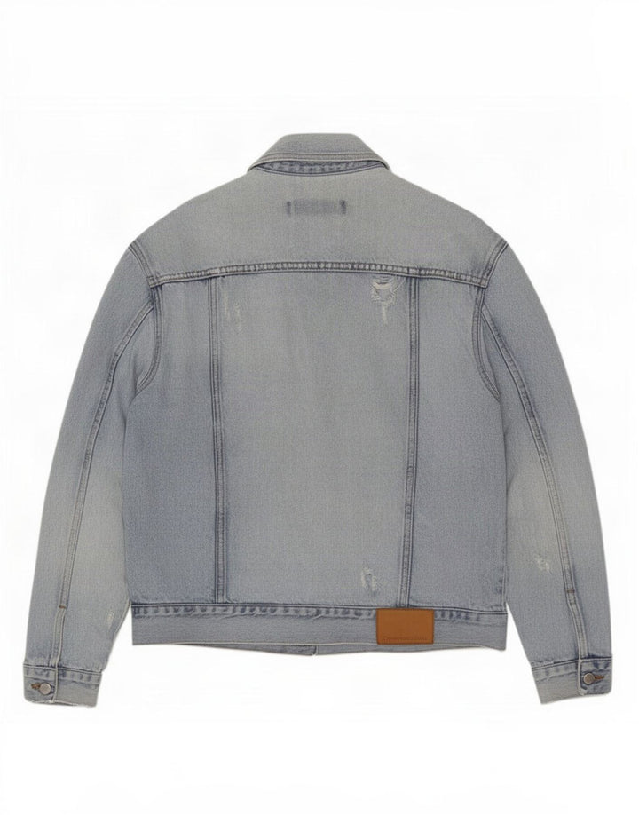 Calvin Klein Jeans Herren Distressed Jeansjacke UK 38 Mittelblaue Baumwolle