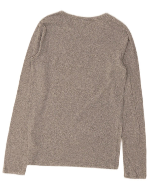 Gap Damen Top Langarm UK 12 Mittelgraue Baumwolle