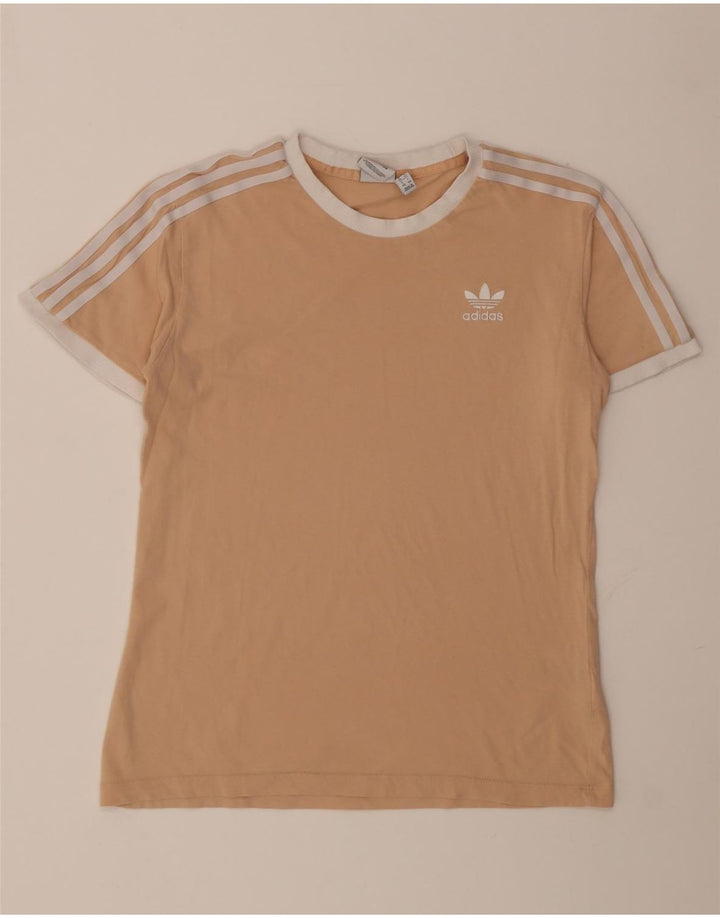 Adidas Damen T-Shirt Top UK 14 Medium Beige Baumwolle