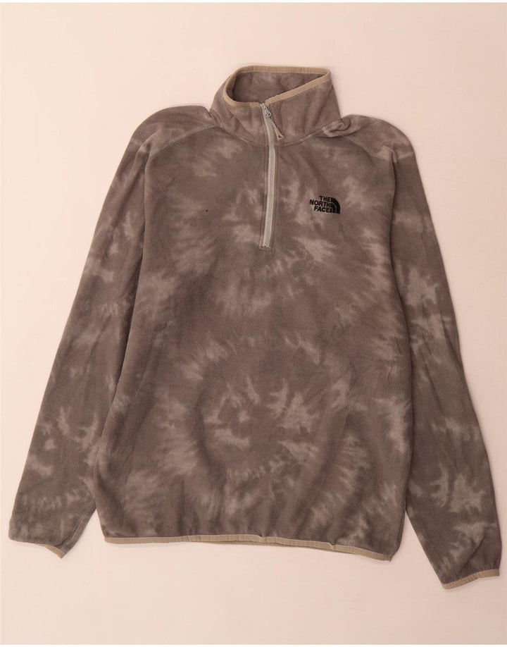 The North Face Herren-Fleecepullover mit Reißverschluss am Hals, mittelgraues Batik-Polyester
