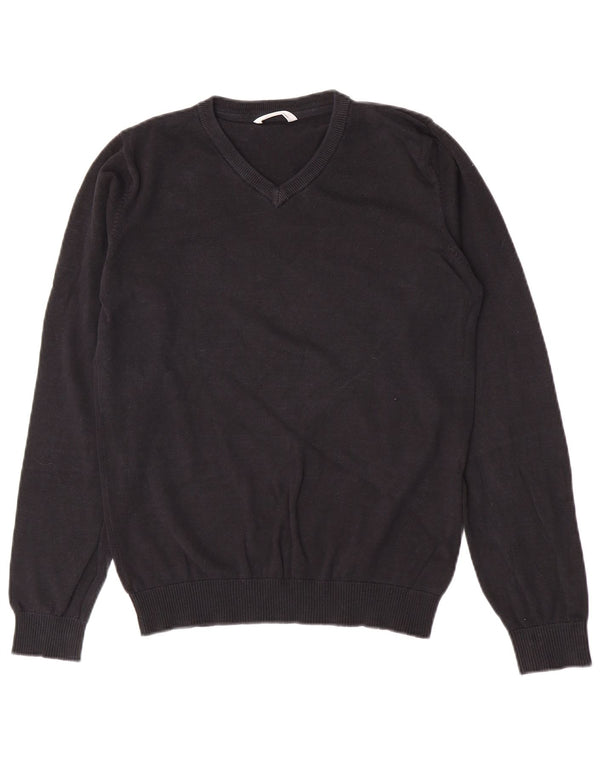 Marks & Spencer Jungen-Pullover mit V-Ausschnitt, 14–15 Jahre, schwarze Baumwolle