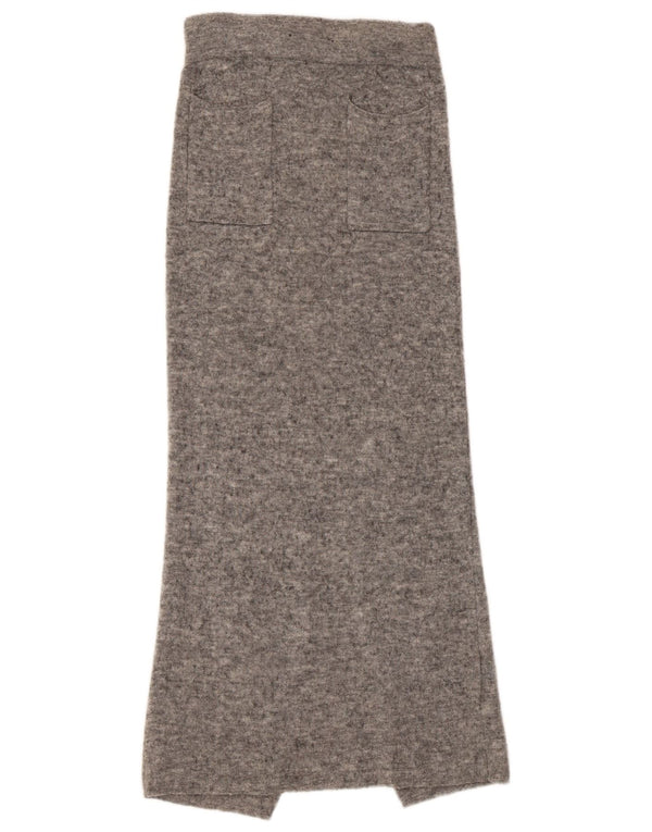 Whistles Damen-Strick-Maxirock mit hoher Taille, Größe S, Größe W24, grau gesprenkelte Wolle