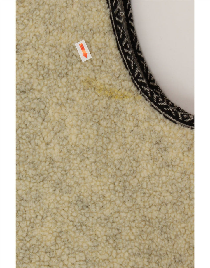 VINTAGE Herren Sherpa Gilet IT 52/54 XL Beige Schurwolle