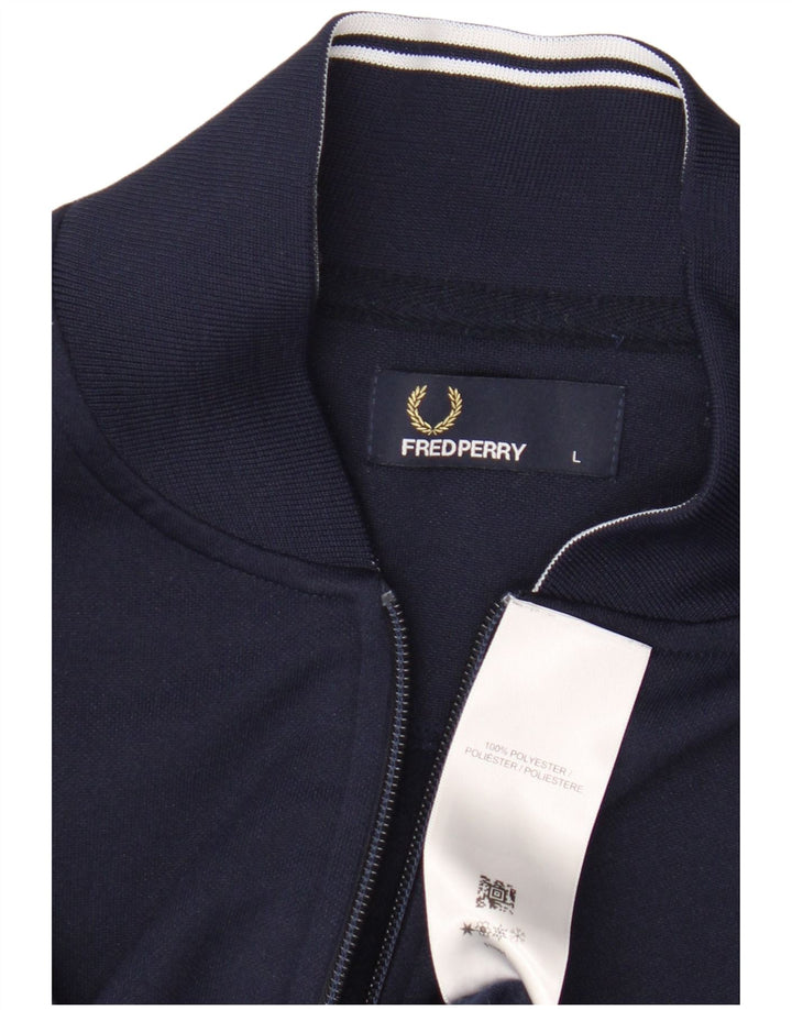Fred Perry Herren-Trainingsanzug, Oberteil, Jacke, groß, marineblau, Polyester