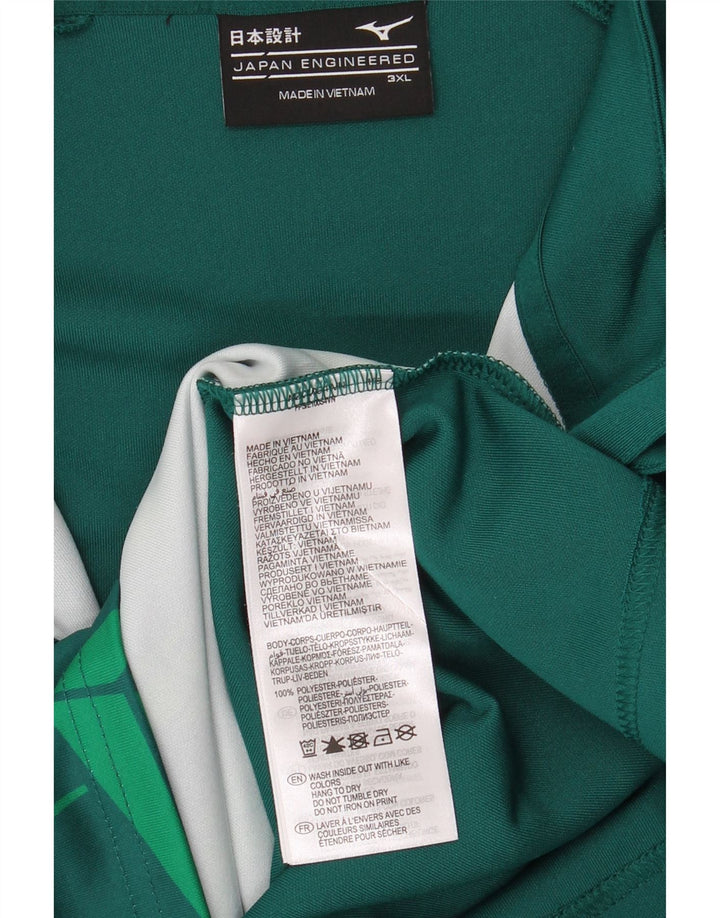 Mizuno Herren-Oberteil mit Reißverschluss und Grafik, langärmelig, 3XL, grün, geometrisch, Polyester