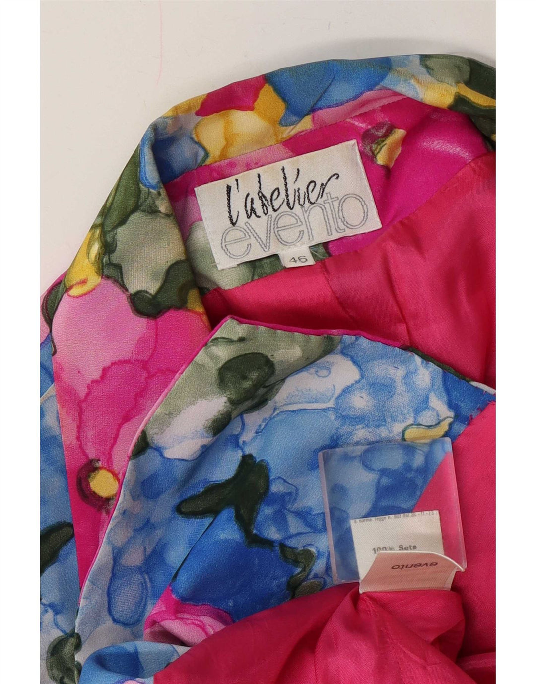 Vintage Damen 1 Knopf Blazer Jacke IT 46 Große mehrfarbige Blumenseide