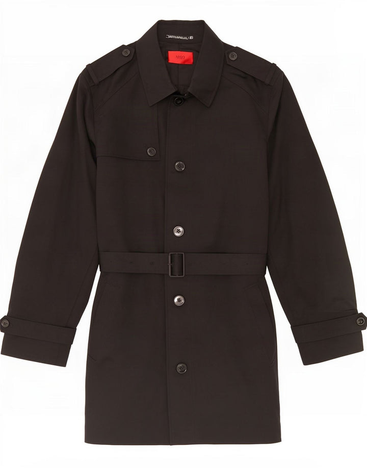 Hugo Boss Herren Trenchcoat EU 54 2XL Schwarz Polyester