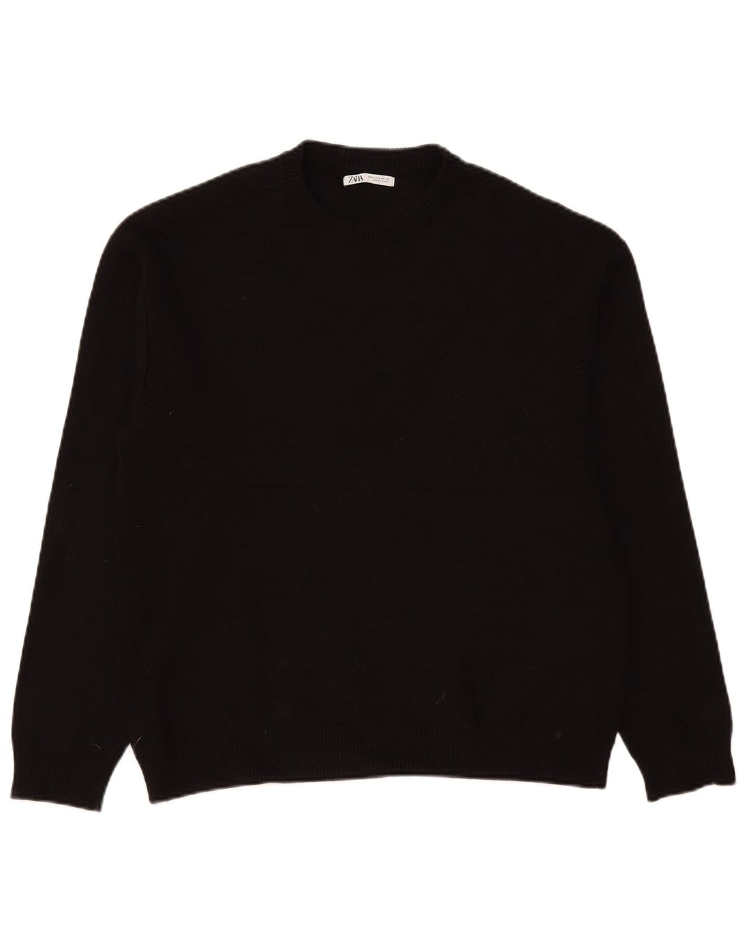 Zara Herren-Pullover mit Rundhalsausschnitt, groß, schwarze Viskose