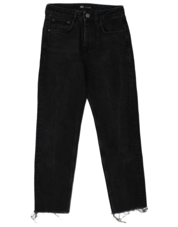 Zara Damen Straight Jeans EU 36 XS W26 L26 Grau