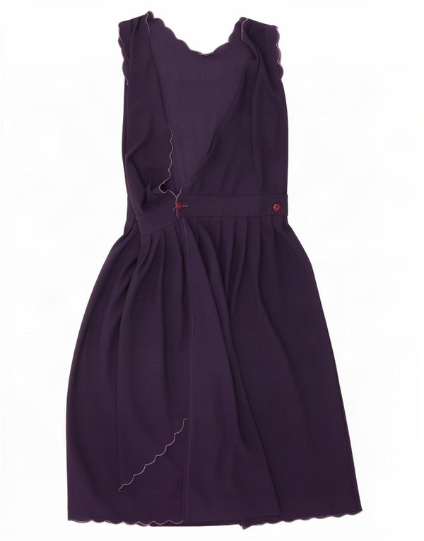 Vintage Damen Ärmelloses Wickelkleid UK 16 Großes marineblaues Polyester