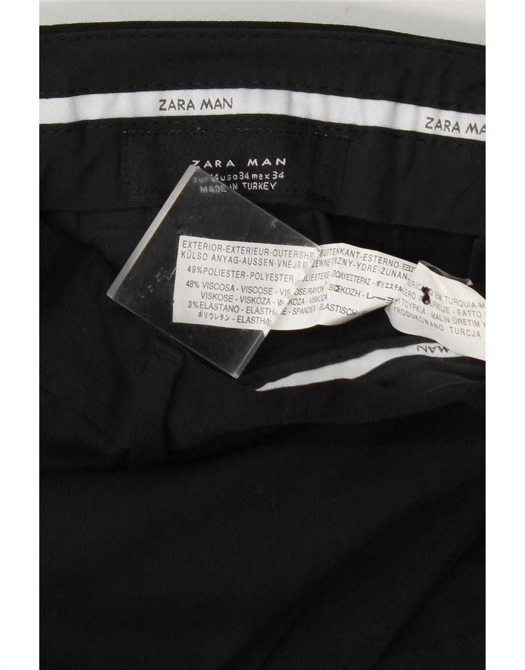 Gerade Anzughose für Herren von Zara, EU 44, Größe L, W34, L32, Schwarz, Polyester