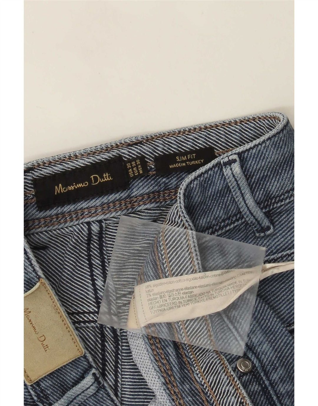 Massimo Dutti Herren Slim Jeans EU 38 Small W30 L31 Blaue Baumwolle