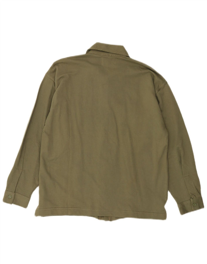 VINTAGE Damen Grafikshirt US 10 Large Khaki Baumwolle