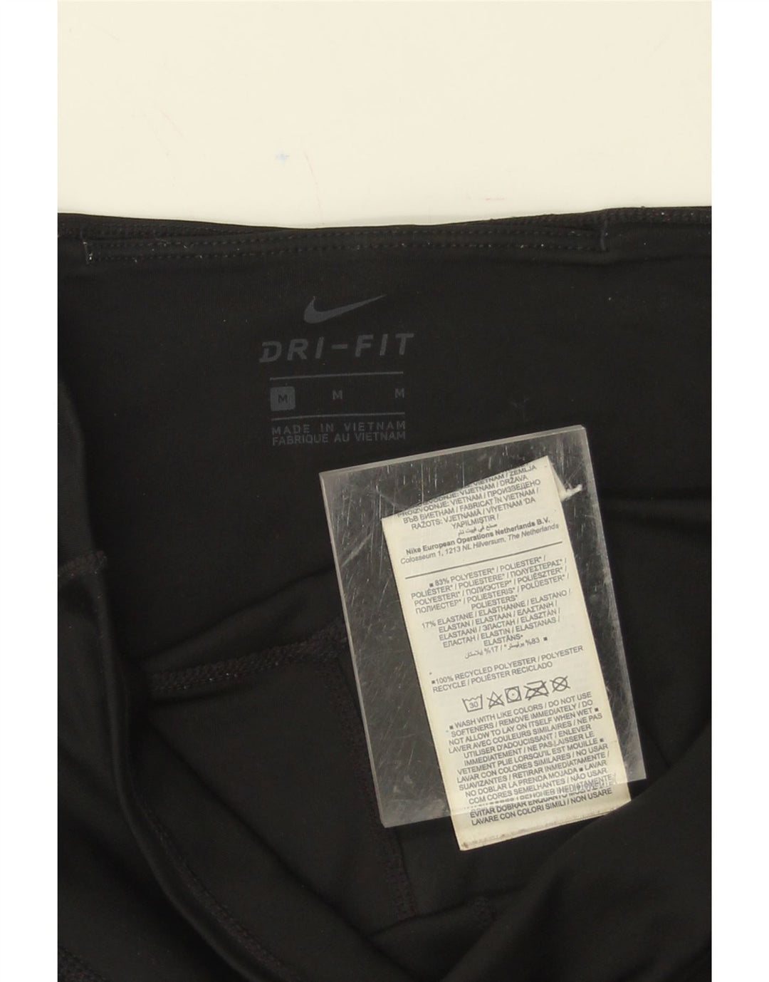 NIKE Womens Dri Fit Graphic Leggings UK 12 Medium Black Polyester Vintage Nike and Second-Hand Nike from Messina Hembry 