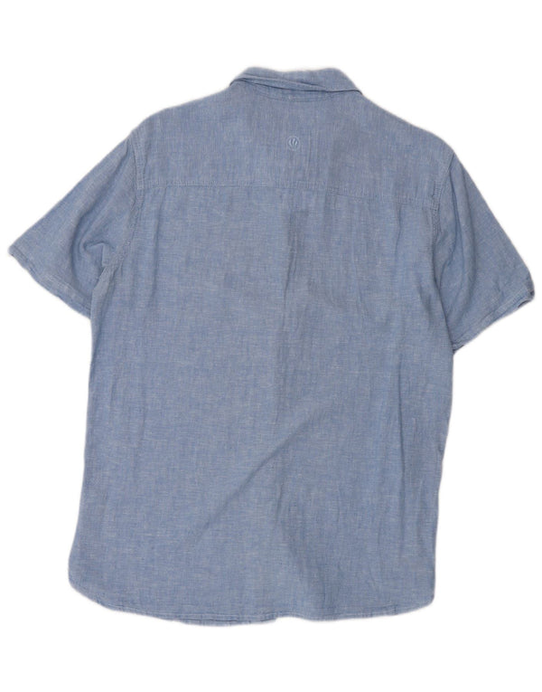 Fat Face Herren Kurzarmhemd Small Blau Leinen