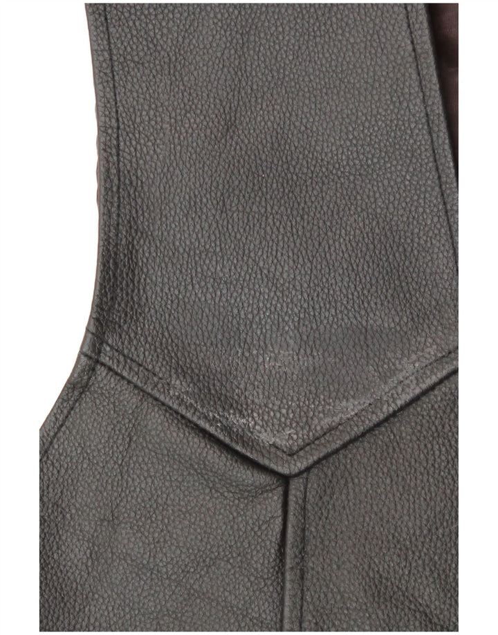 Vintage Herren Lederweste Medium Schwarz Biker