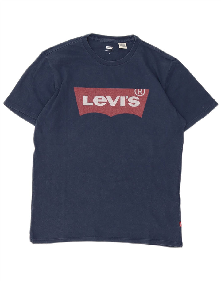 Levi's Herren-T-Shirt mit Grafik, Größe S, marineblaue Baumwolle