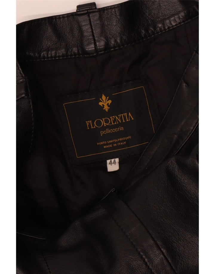 FLORENTIA Gerade Leder-Cargohose für Damen IT 44 Mittel W28 L31 Schwarz