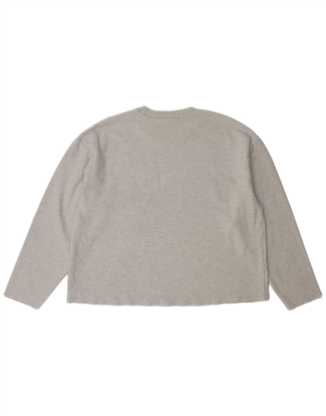 Zara Damen-Pullover mit Rundhalsausschnitt, UK 16, Größe L, grau, Polyester