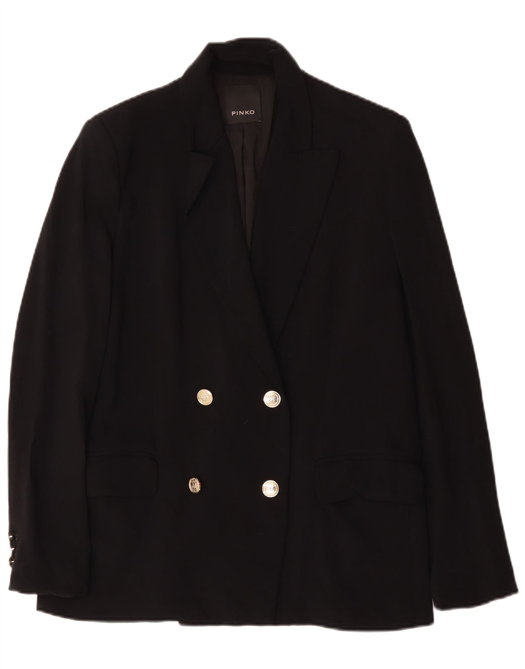 Pinko Damen Zweireiher-Blazerjacke IT 42 Mittelschwarzes Polyester