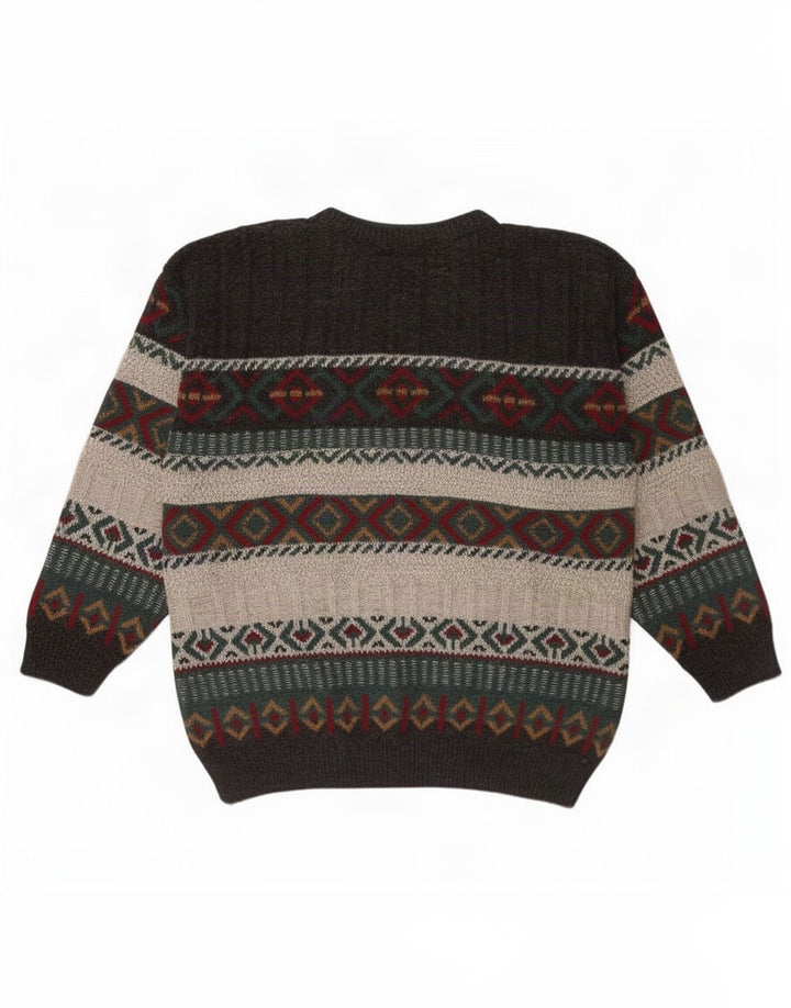 St. Bernard Herren-Pullover mit Rundhalsausschnitt, Mittelgrau, geometrisches Acryl