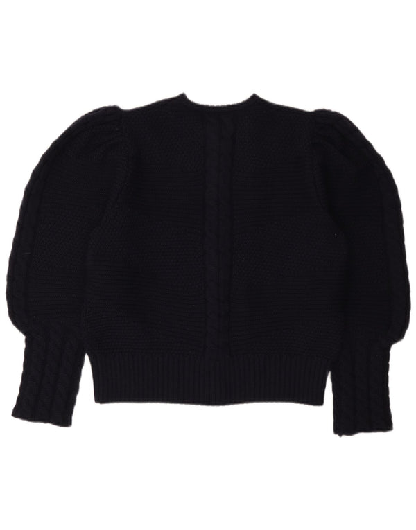 LANAMODEN Damen-Cardigan mit Grafik, UK 16, Größe L, Marineblau, Schurwolle