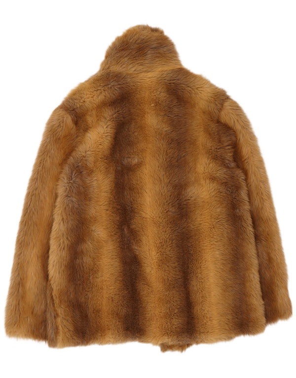 Vintage Womens Faux Fur Jacket EU 38 Medium Brown Modacryl