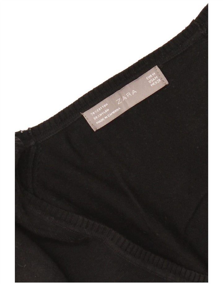 Zara Damen Strickjacke UK 12 Medium Schwarz