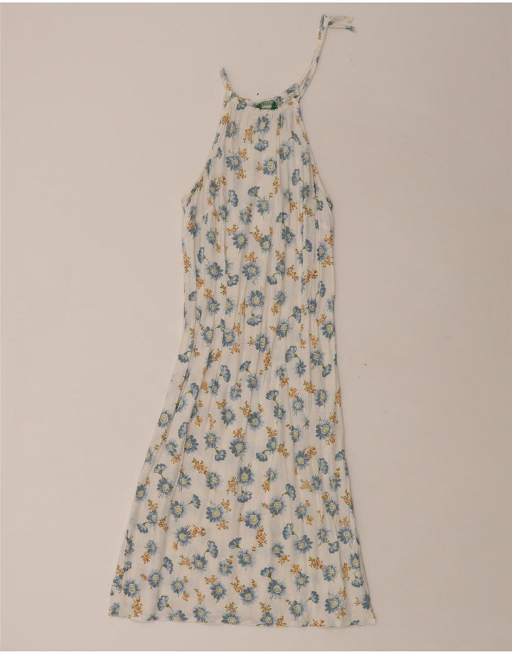 BENETTON Neckholder-Kleid für Damen, Größe S, Größe S, weiß, geblümt