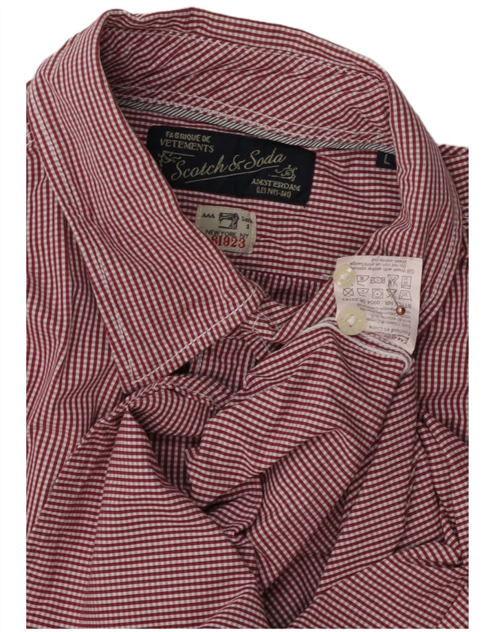 SCOTCH & SODA Mens Shirt Large Burgundy Check Cotton