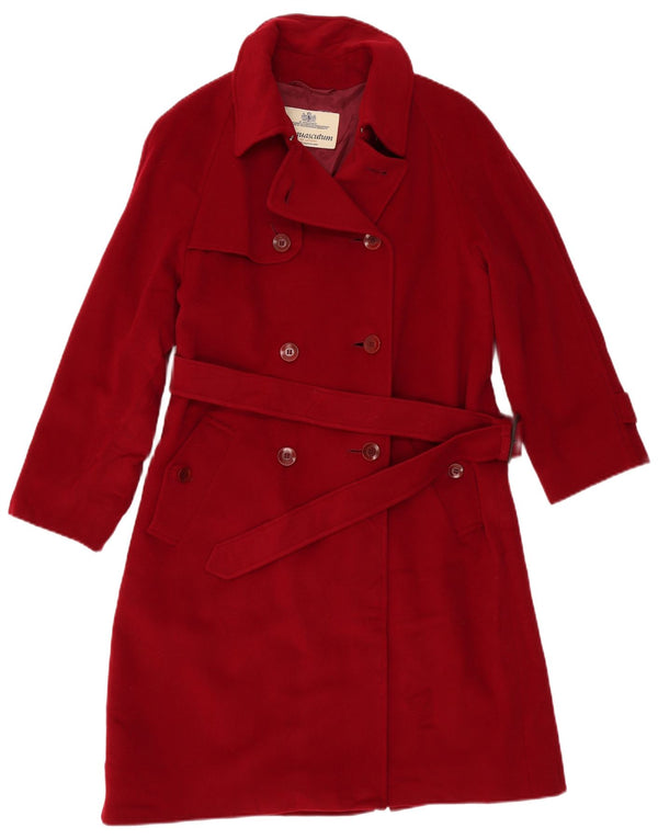 Aquascutum Damen Zweireihiger Trenchcoat UK 14 Mittleres Burgunderrot
