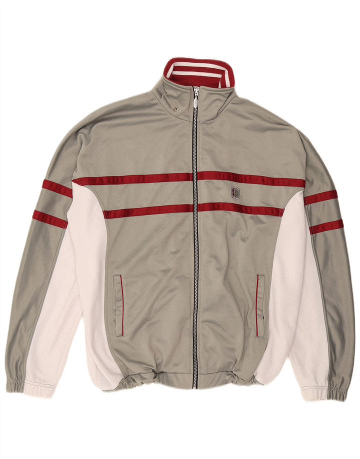 ASICS Herren-Trainingsanzugoberteil, XL, graues Colourblock-Polyester