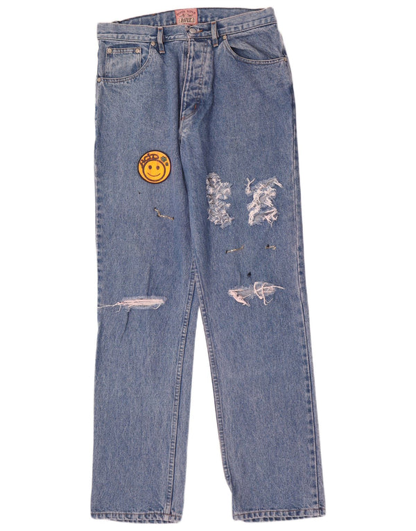 Rifle Herren Distressed Straight Jeans W33 L33 Blaue Baumwolle