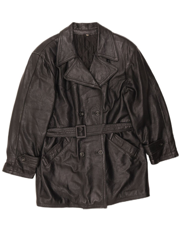 LAVORAZIONE ARTIGIANA Damenmantel UK 12 Mittelschwarzes Leder