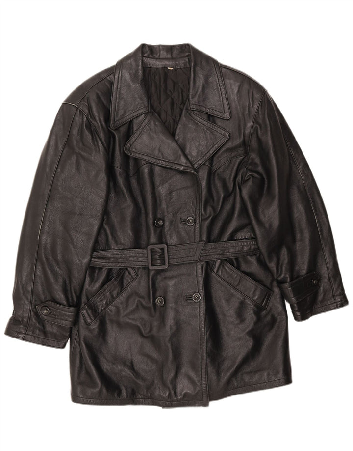 LAVORAZIONE ARTIGIANA Damenmantel UK 12 Mittelschwarzes Leder