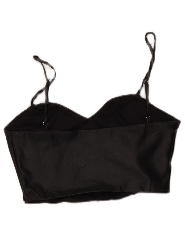 Zara Damen-Korsettoberteil aus Kunstleder, UK 12, Mittelschwarz