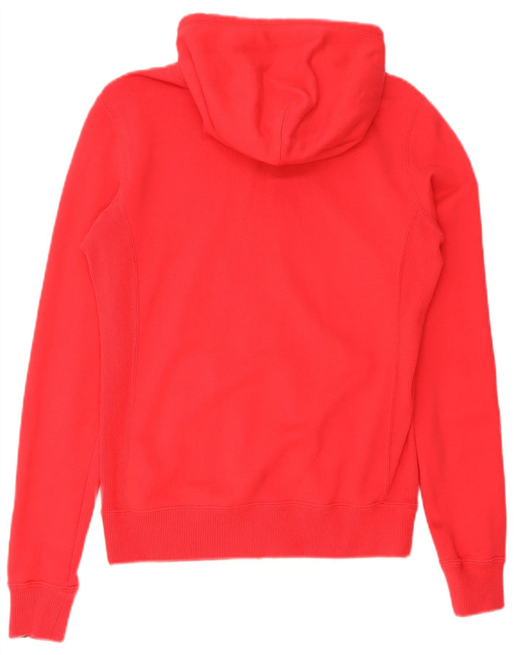 Nike Damen Zip Hoodie Pullover UK 14 Mittelrote Baumwolle