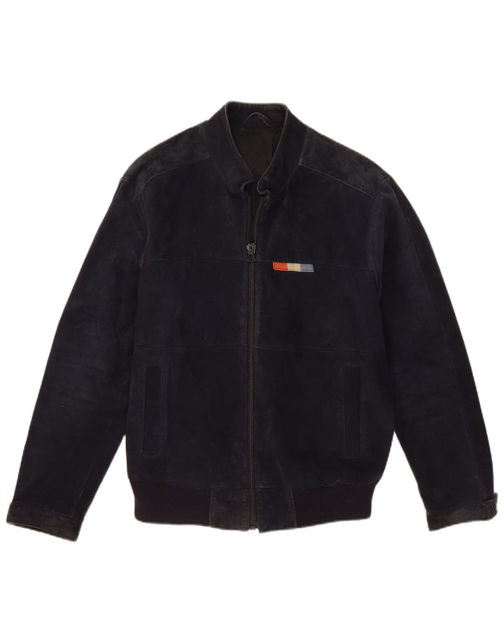 VINTAGE Herren Wildleder Bomberjacke IT 50 Großes marineblaues Leder