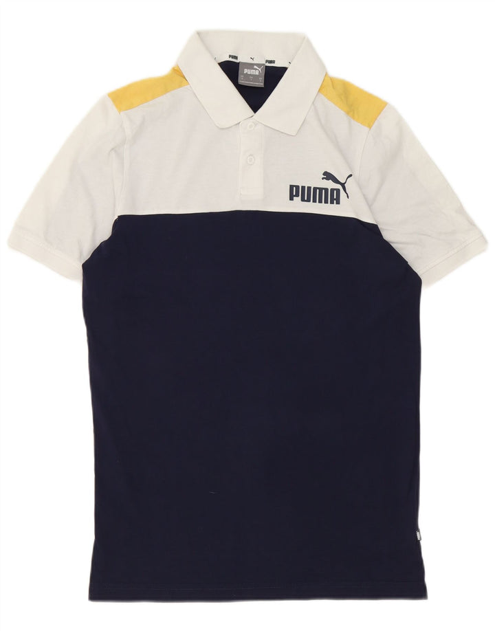 Puma Herren-Poloshirt, Größe S, weiß, Colourblock-Baumwolle