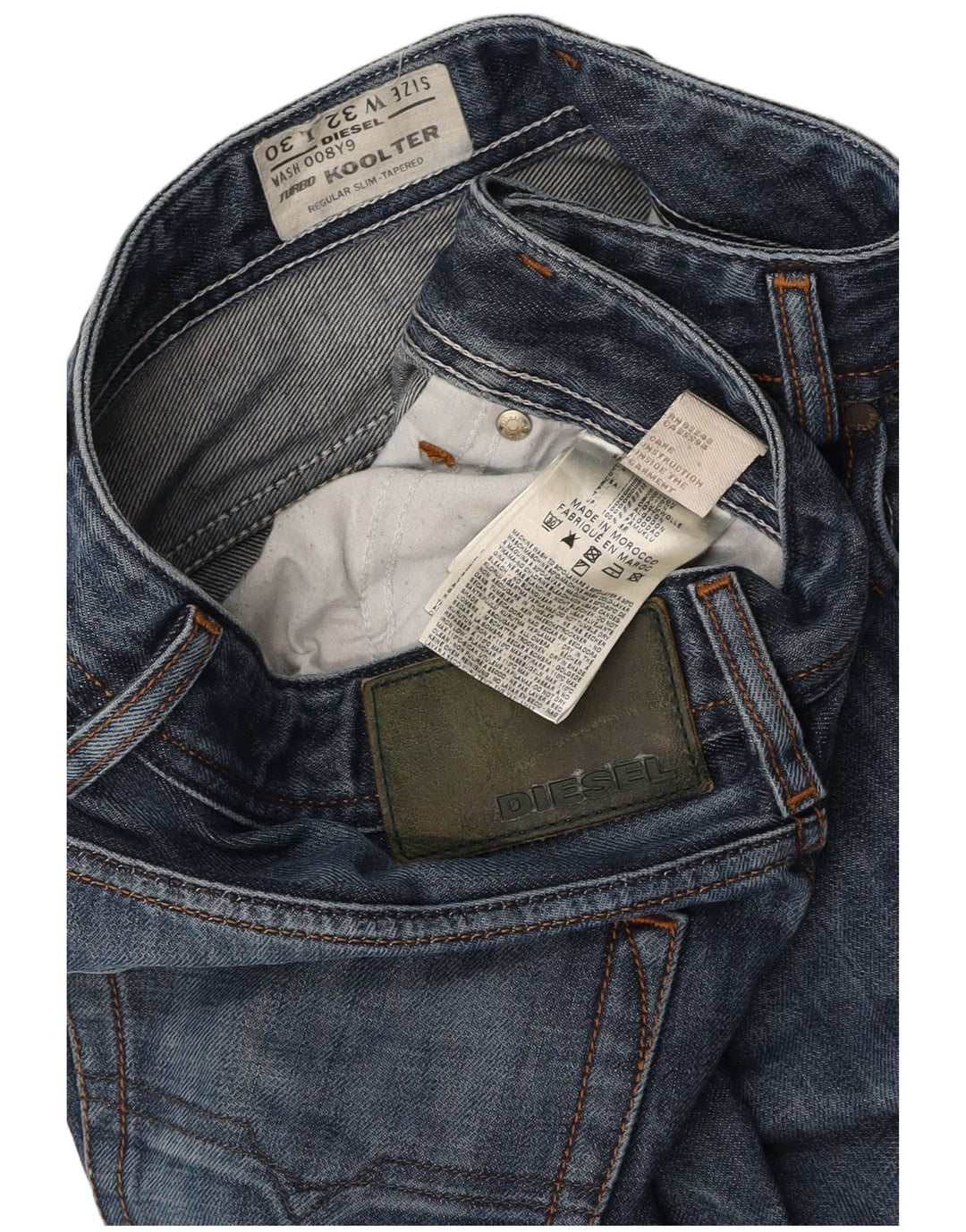 DIESEL Herren Koolter Regular Slim Tapered Jeans W32 L30 Blaue Baumwolle