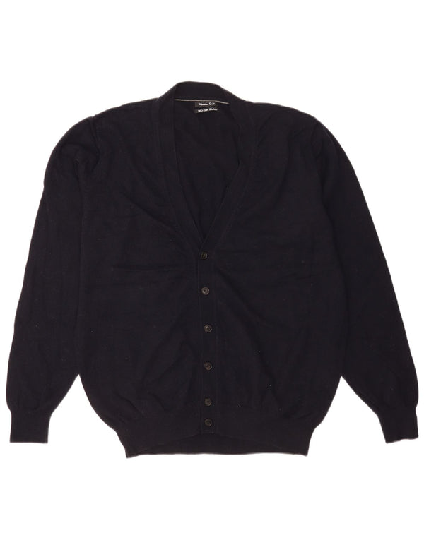 Massimo Dutti Herren Strickjacke XL Marineblaue Wolle