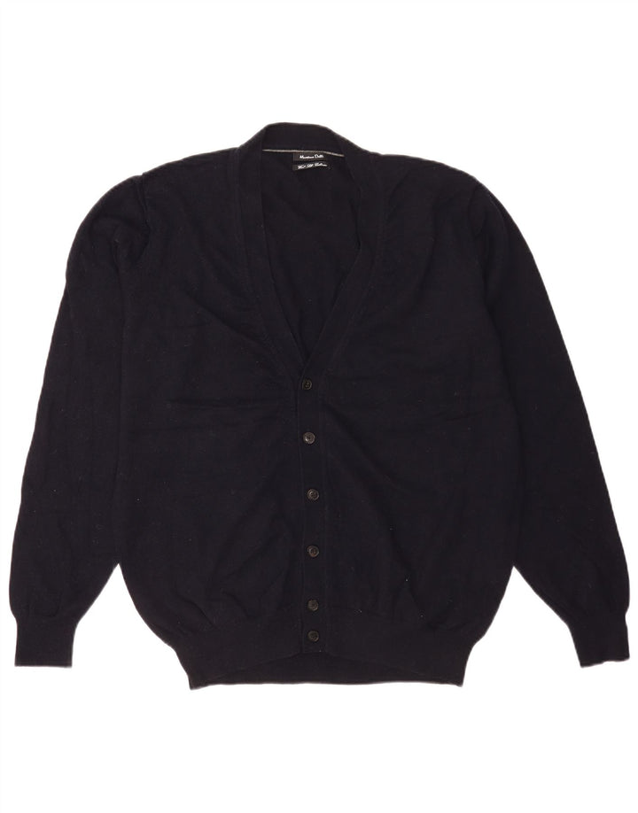 Massimo Dutti Herren Strickjacke XL Marineblaue Wolle