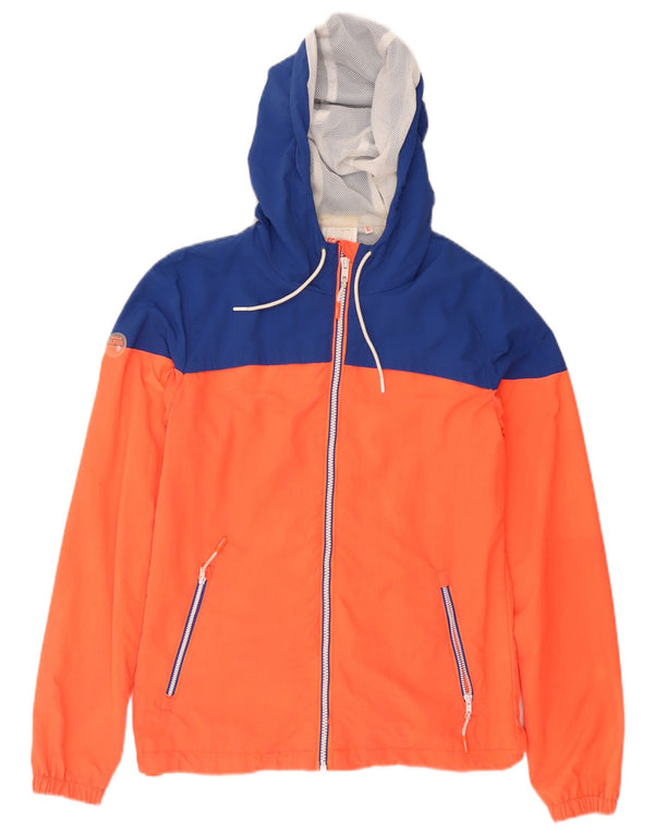 SUPERDRY Herren-Regenjacke mit Kapuze, UK 34, XS, orangefarbenes Colourblock-Nylon