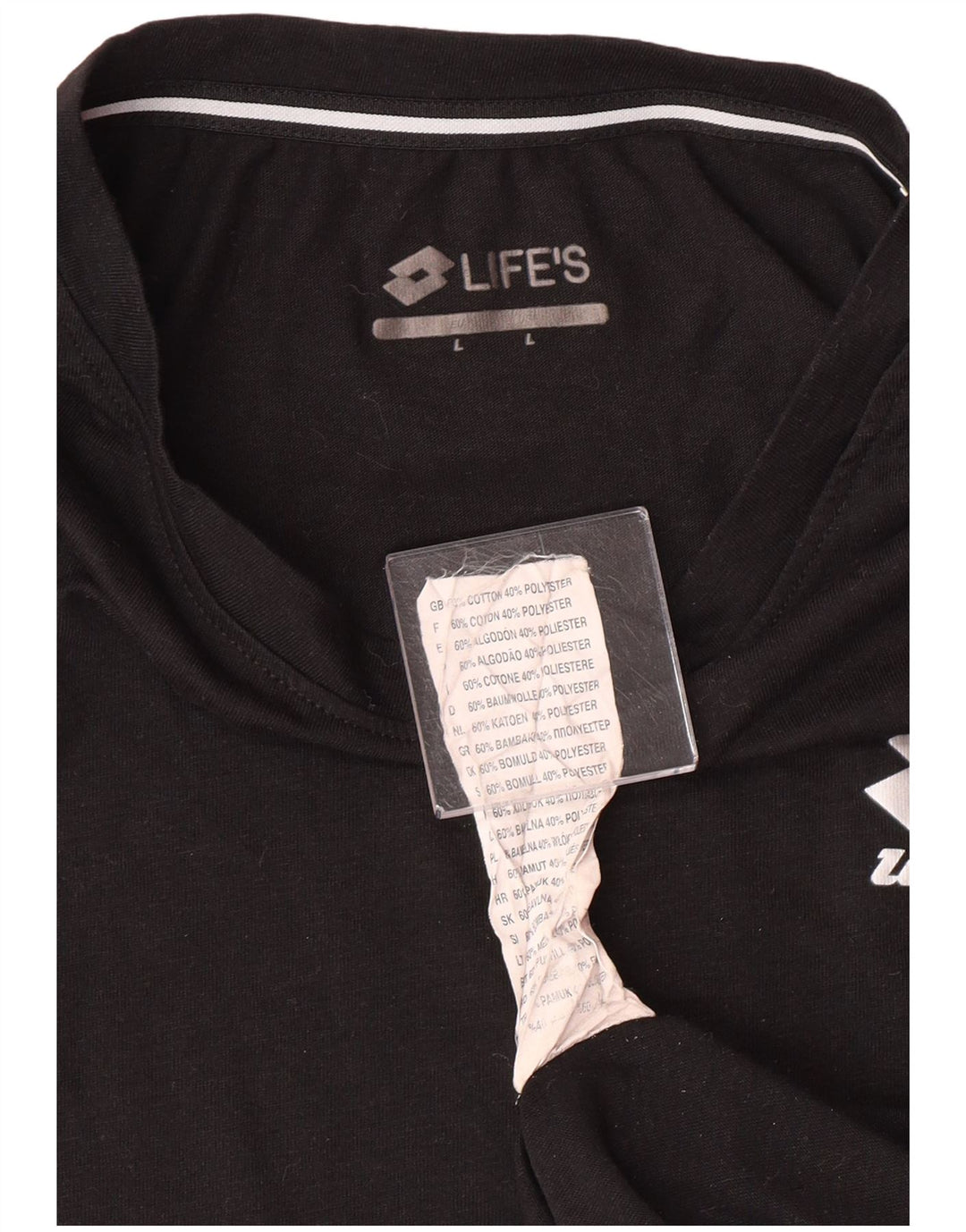 LOTTO Damen T-Shirt Top UK 16 Large Schwarz Baumwolle