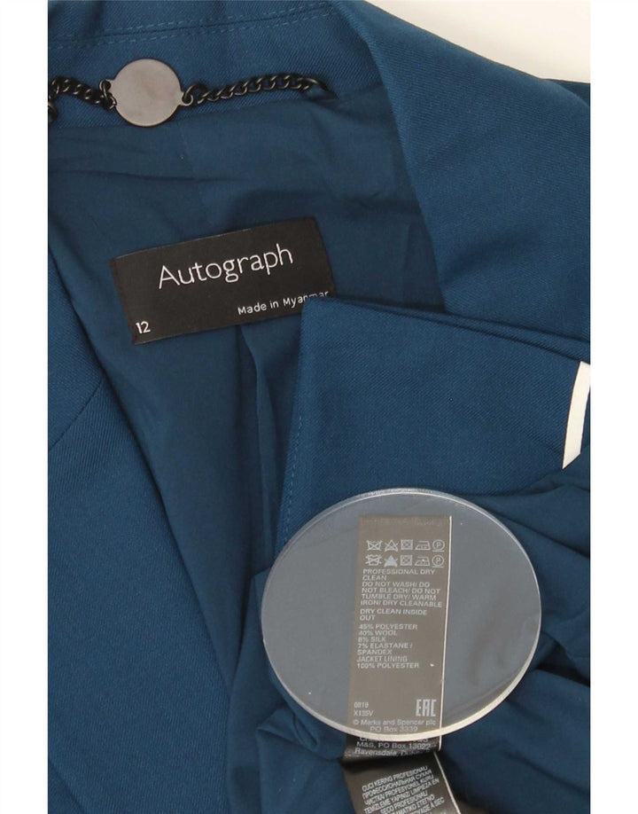 Marks & Spencer Damen Autograph 1-Knopf-Blazerjacke UK 12 Mittelblau