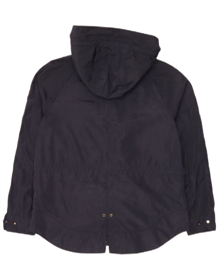 Zara Damen Regenjacke mit Kapuze UK 14 Medium Marineblau Polyester