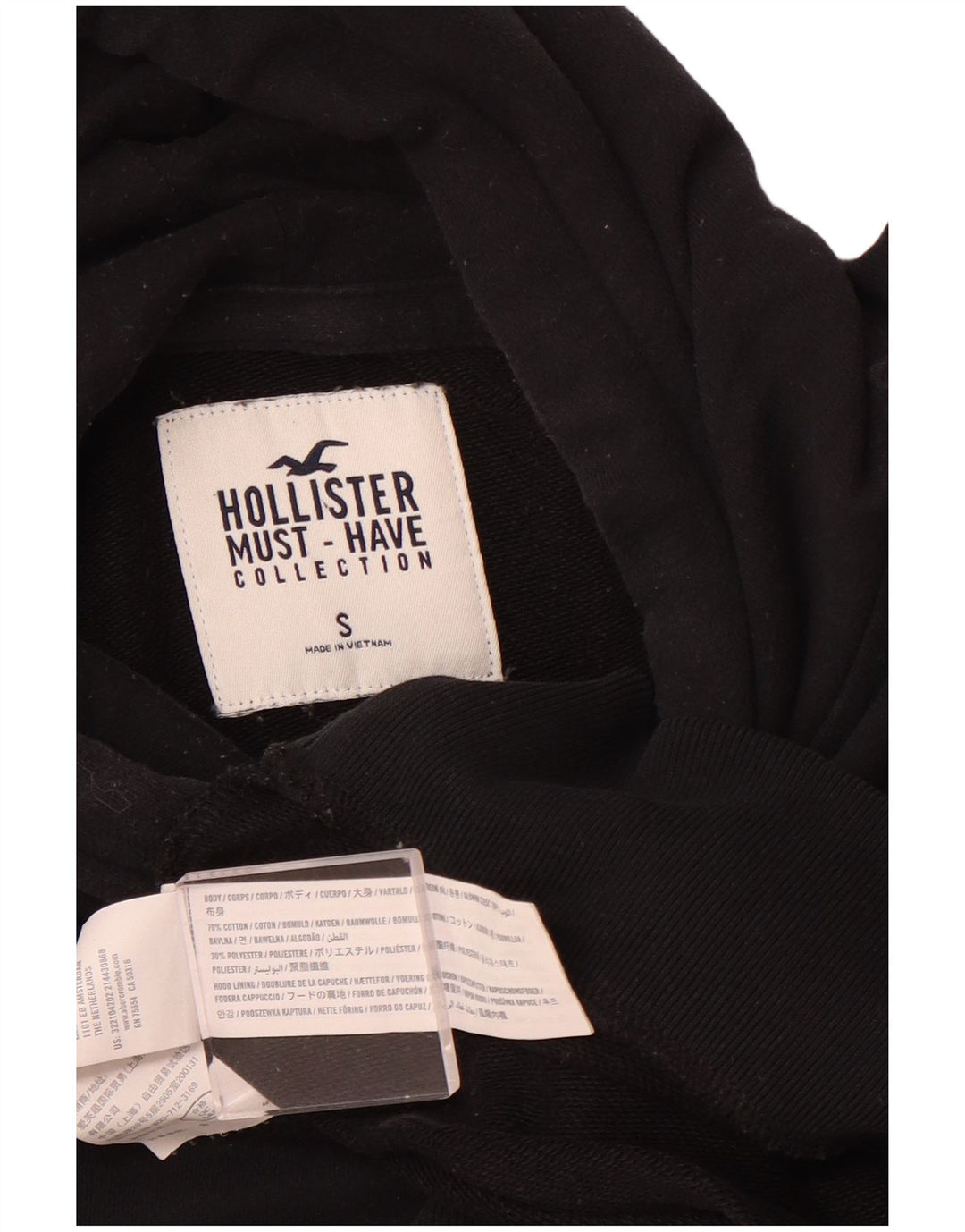 HOLLISTER Herren-Kapuzenpullover, Größe S, schwarze Baumwolle