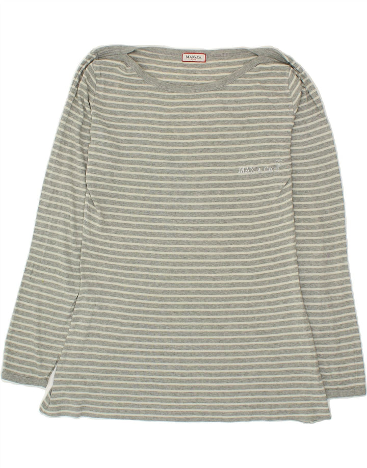 MAX & CO. Womens Top Long Sleeve UK 12 Medium Grey Striped Cotton Vintage Max & Co. and Second-Hand Max & Co. from Messina Hembry 